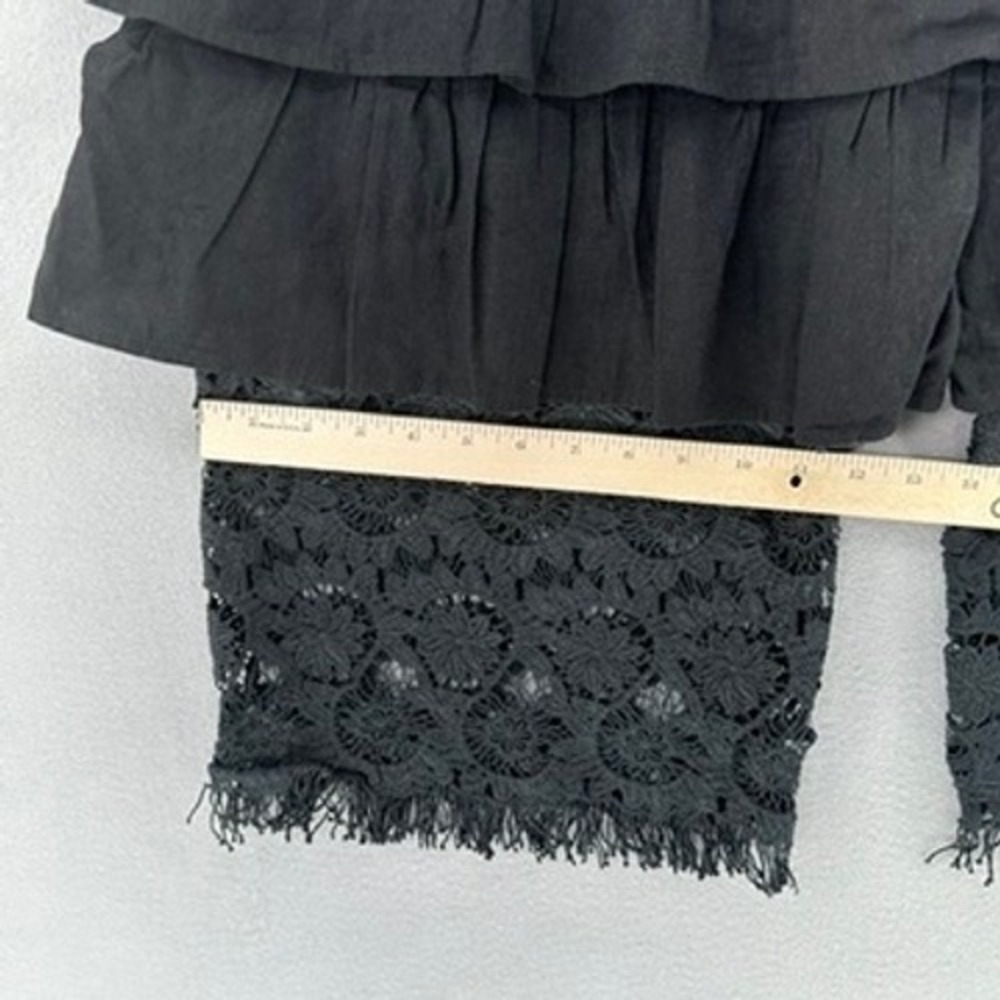 L&B Lucky & Blessed Black Ruffle Lace Crochet Linen Blend Boho Wide Leg Pants S - Picture 6 of 9